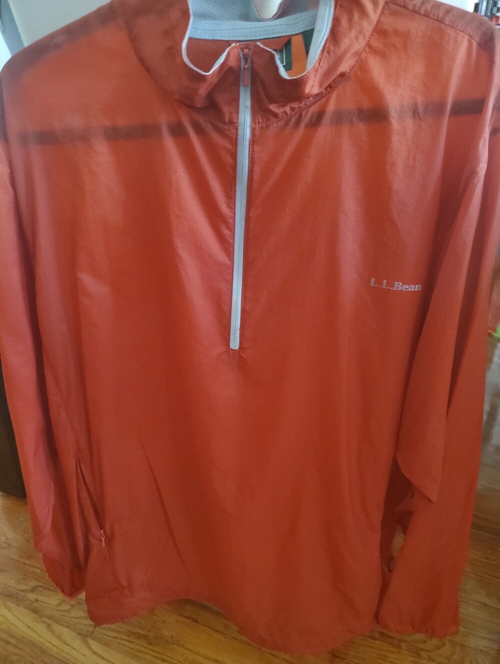 L.L. Bean Men's Orange Half-Zip Windbreaker Pullover